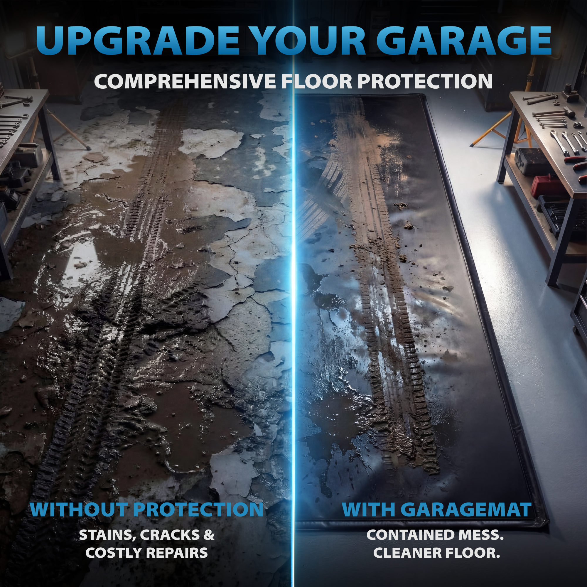 Dremgara® 2026 Upgrade Garage Floor Containment Mat with Open-Close Drain Outlet